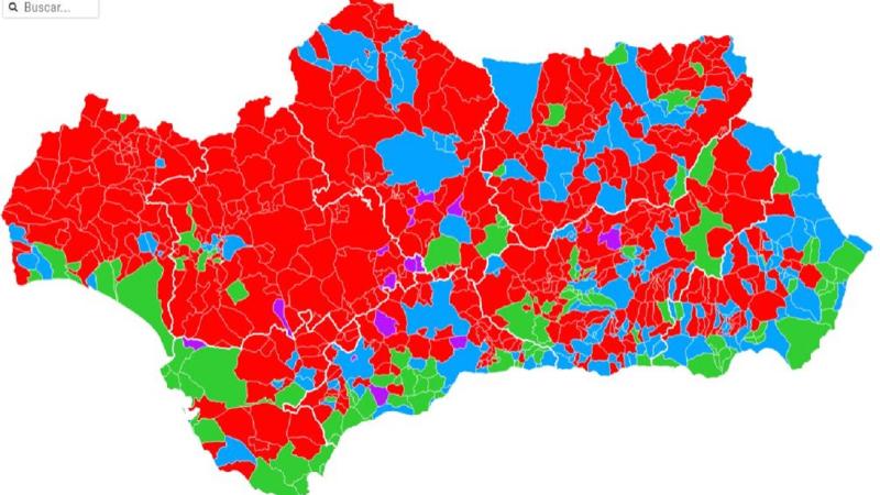 Estimación de voto por municipios en Andalucía. ElectoPanel