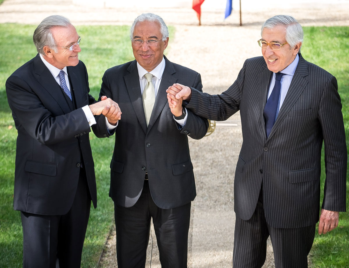 Isidro Fainé, Antonio Costa y A. Santos Silva 