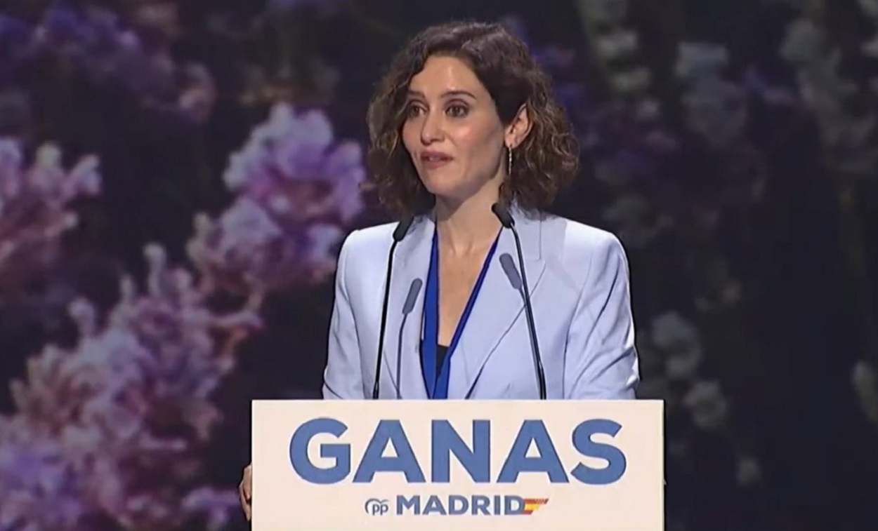 Isabel Díaz Ayuso, durante su discurso de clausura del Congreso del PP de Madrid. Fuente: Twitter.