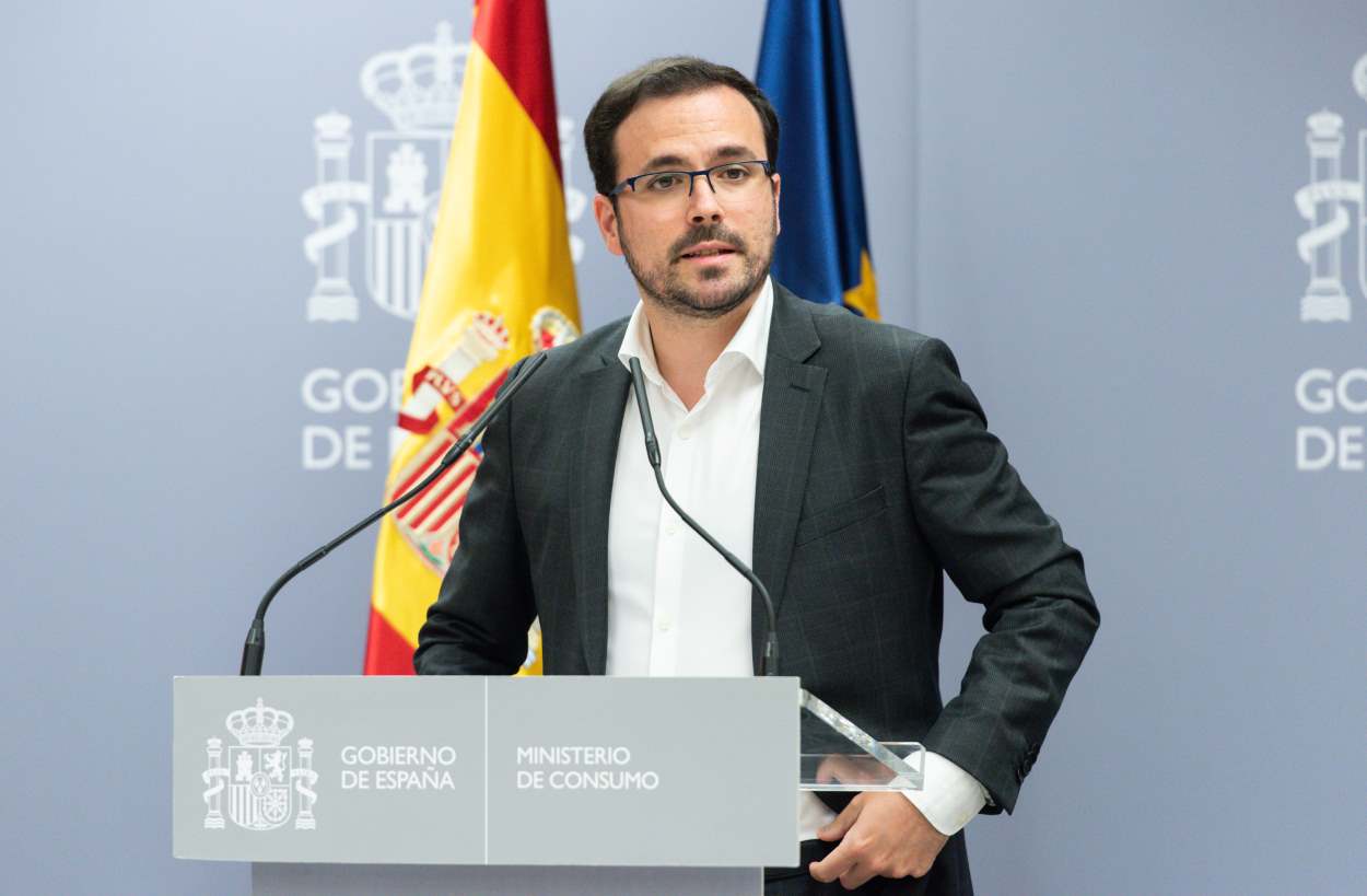 El ministro de Consumo, Alberto Garzón, en una comparecencia de prensa ante los medios de comunicación