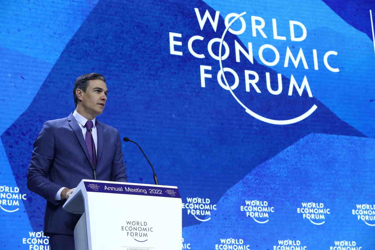 Sánchez en su comparecencia en el Foro Económico Mundial