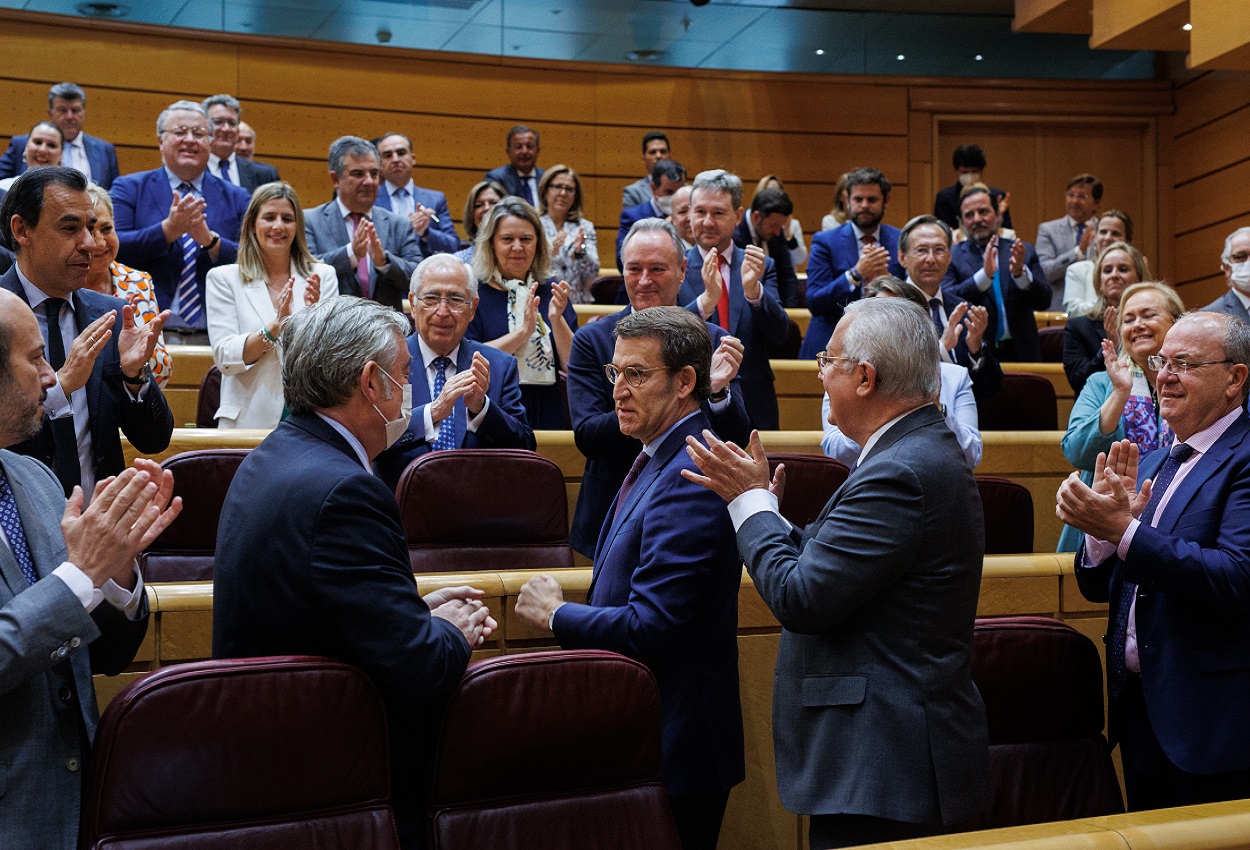 El líder del PP, Alberto Núñez Feijóo, toma posesión en el Senado. Europa Press