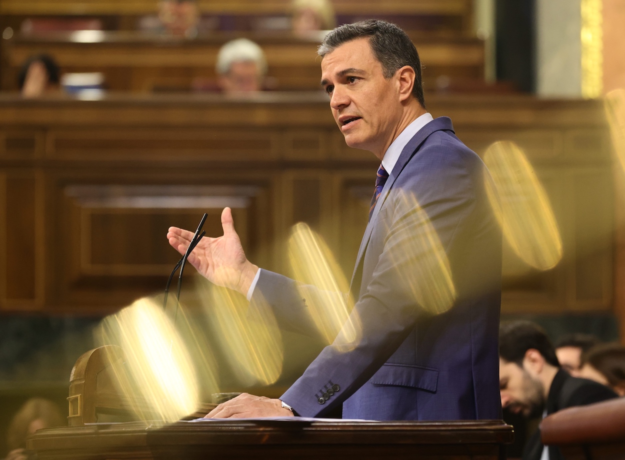 El presidente del Gobierno, Pedro Sánchez, en el Congreso