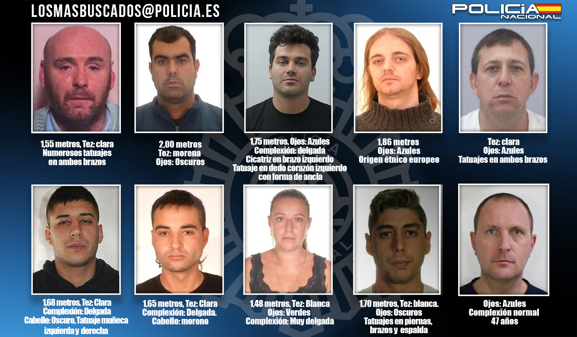 Fotografías de los 10 delincuentes más buscados en España por la Policía
