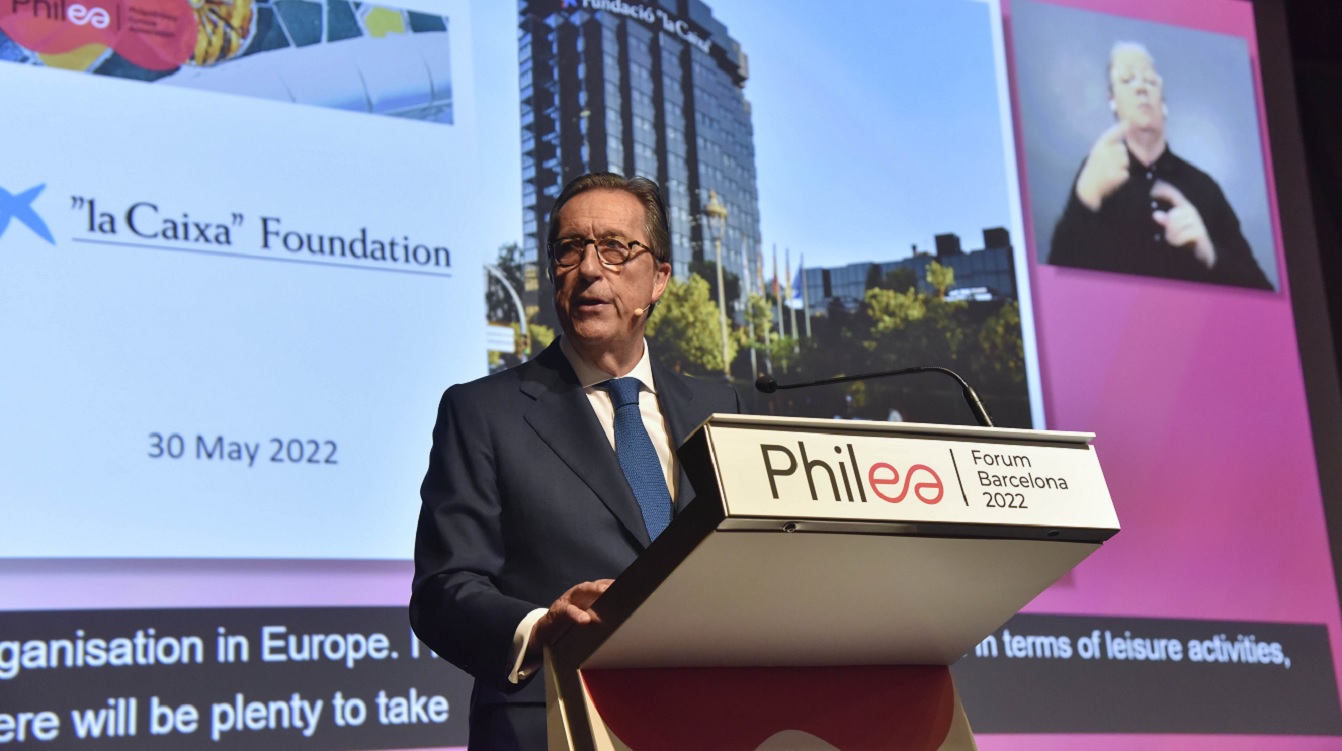 El director general de la Fundación la Caixa, Antonio Vila Bertrán, durante su intervención en la apertura del congreso