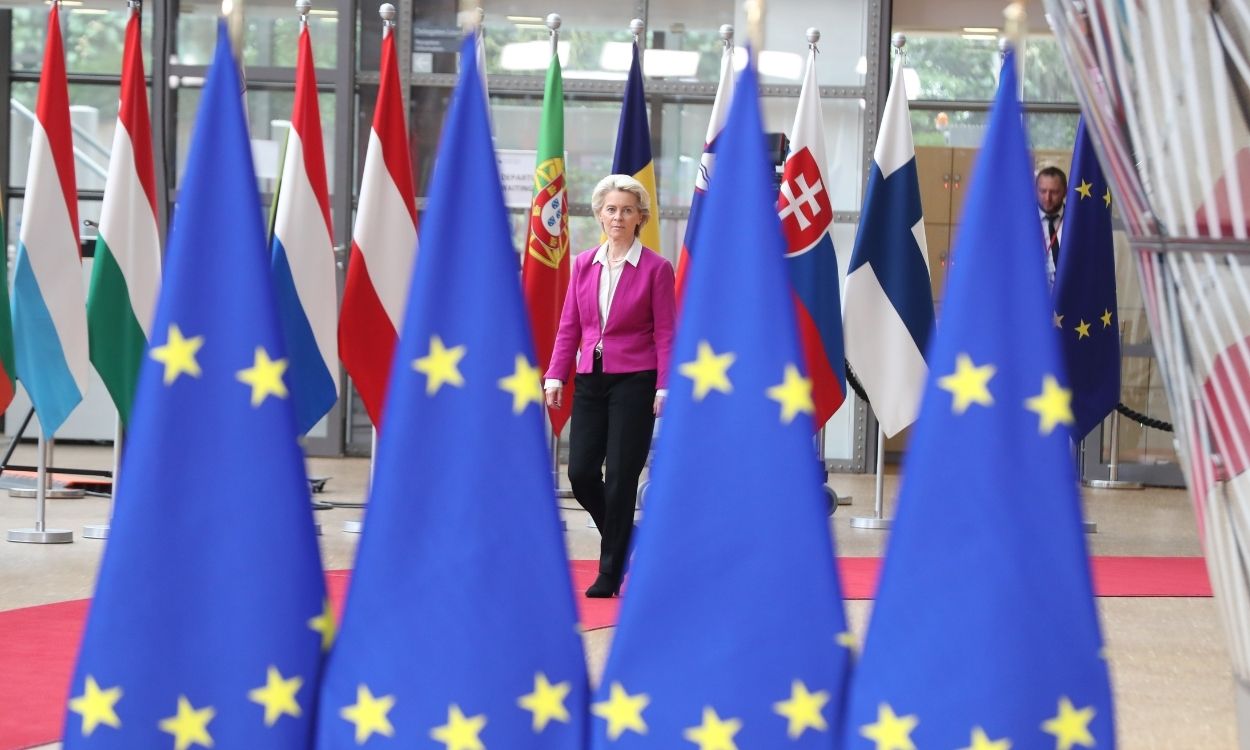 La presidenta de la Comisión Europea, Ursula Von der Leyen, en el Consejo Europeo extraordinario de Bruselas. EP