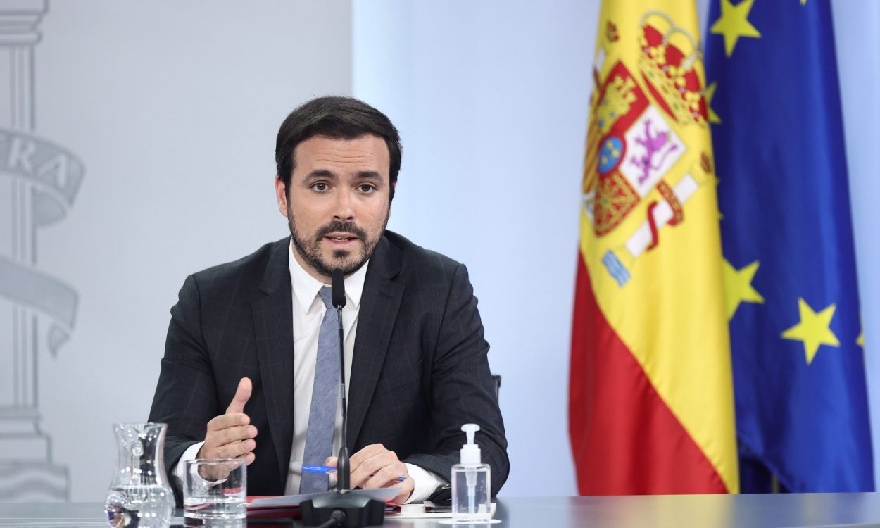 El ministro de Consumo, Alberto Garzón, en la rueda de prensa posterior al Consejo de Ministros. EP