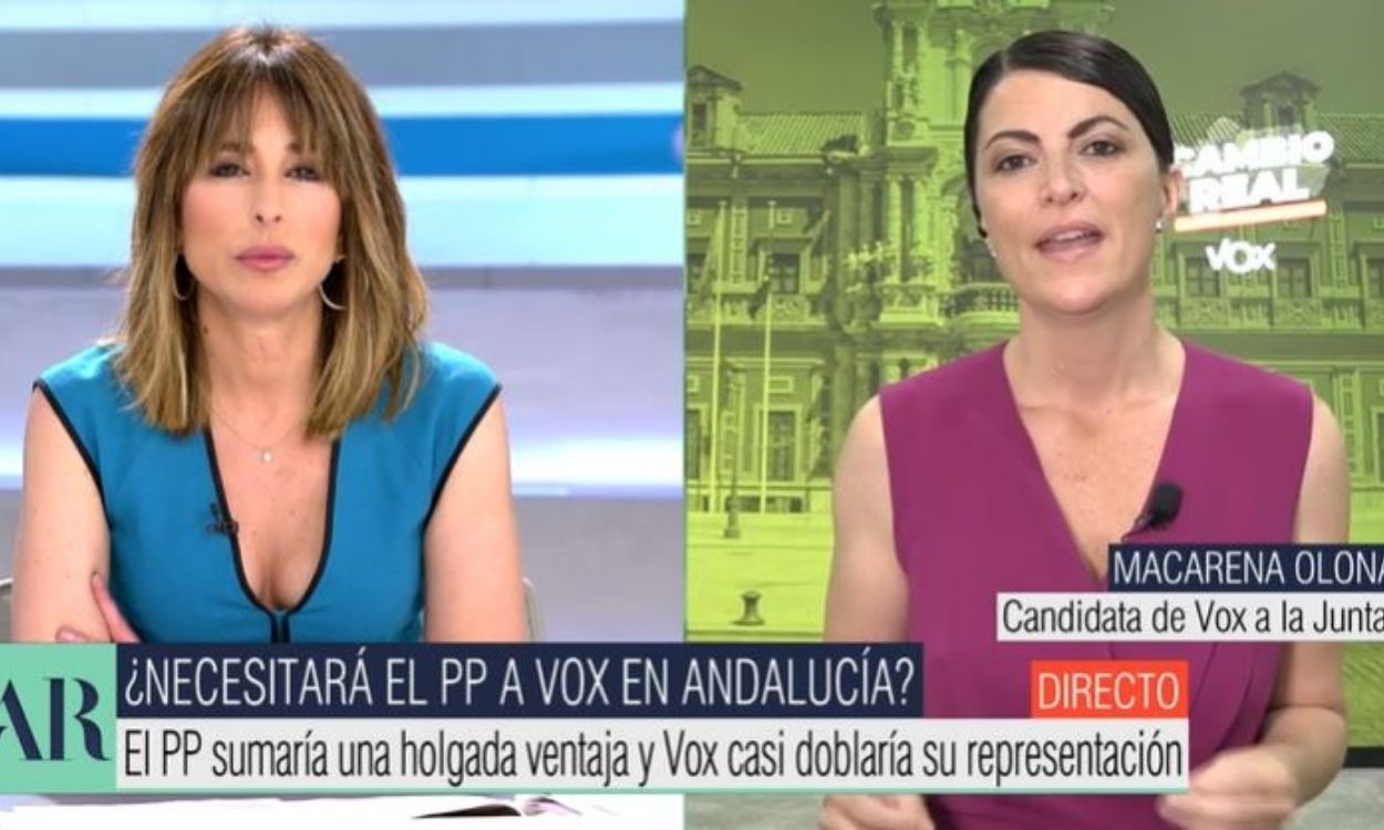 Tensión en El Programa de Ana Rosa entre Ana Terradillos y Macarena Olona. Telecinco. 