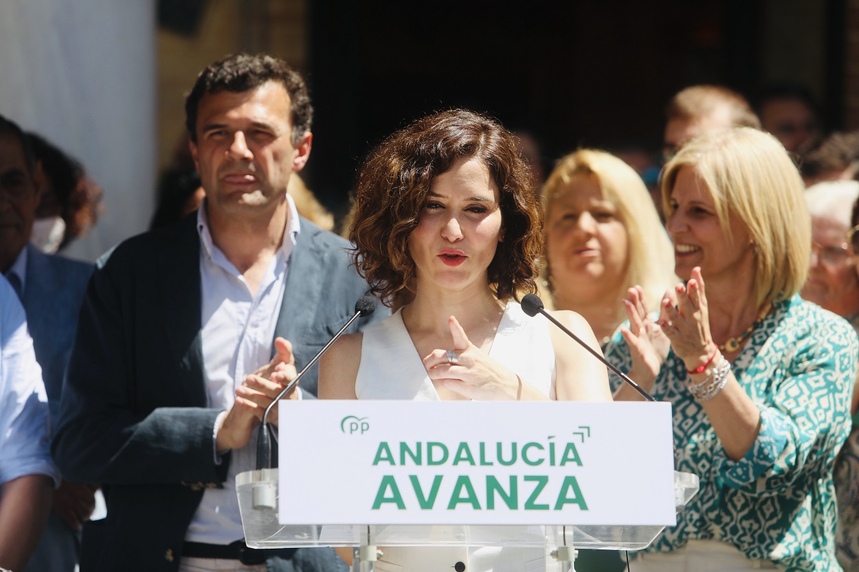 La presidenta de la Comunidad de Madrid, Isabel Díaz Ayuso, durante un acto celebrado en Jerez de la Frontera (Cádiz). Fuente: Europa Press.
