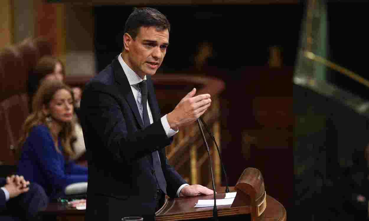 Pedro Sánchez, presidente del Gobierno, en el debate de la moción de censura de 2018. EP
