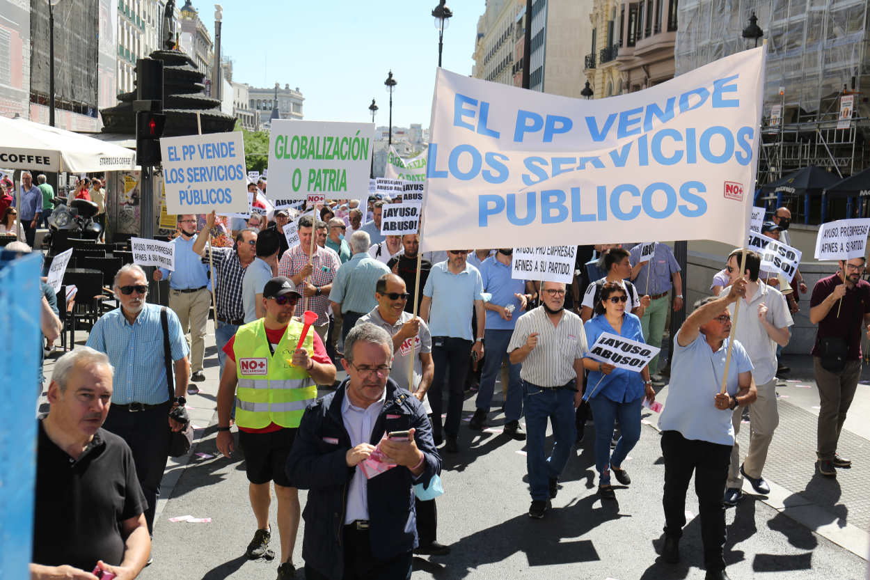Manifestación de taxistas en el centro de Madrid. Europa Press