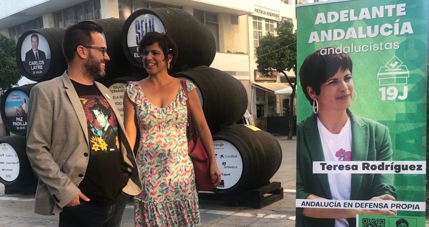 Teresa Rodríguez en el acto de inicio de campaña en Jerez. EP
