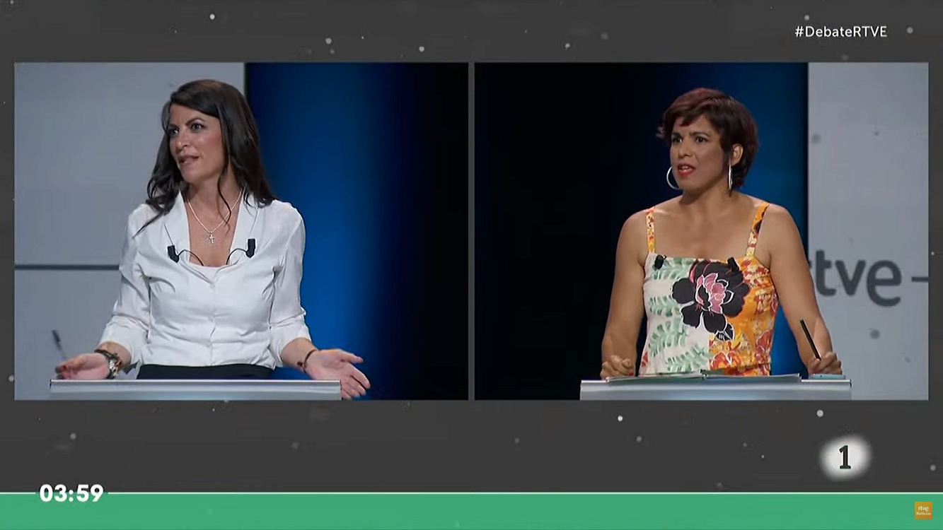 Macarena Olona (izquierda) y Teresa Rodríguez. Fuente: RTVE.