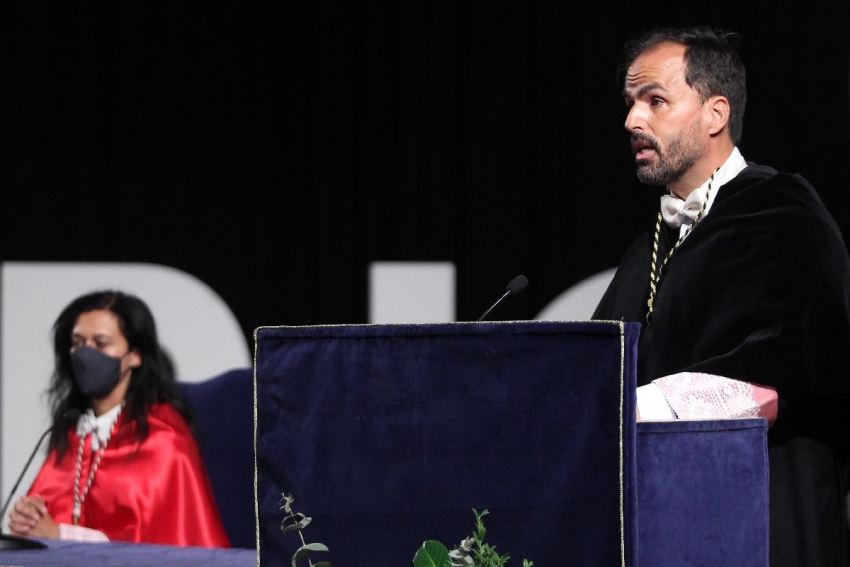 El rector, Javier Ramos, durante el acto oficial de apertura del curso académico 2021 2022