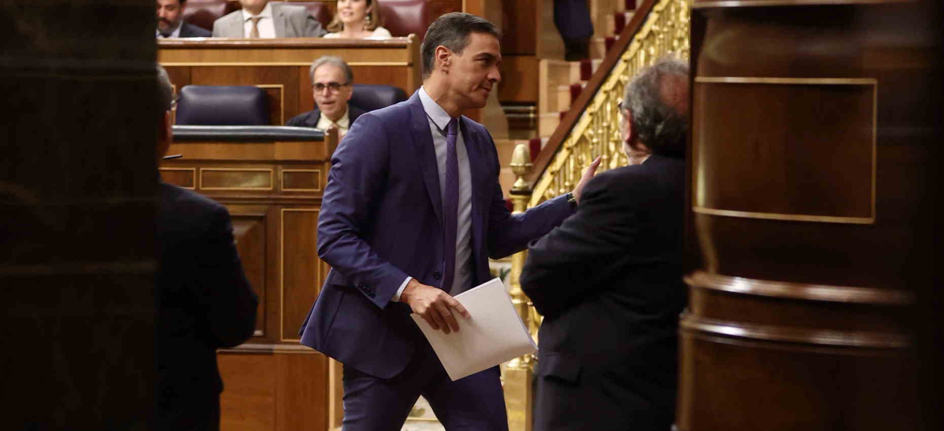 El presidente del Gobierno, Pedro Sánchez, a su llegada a una sesión plenaria, en el Congreso de los Diputados.