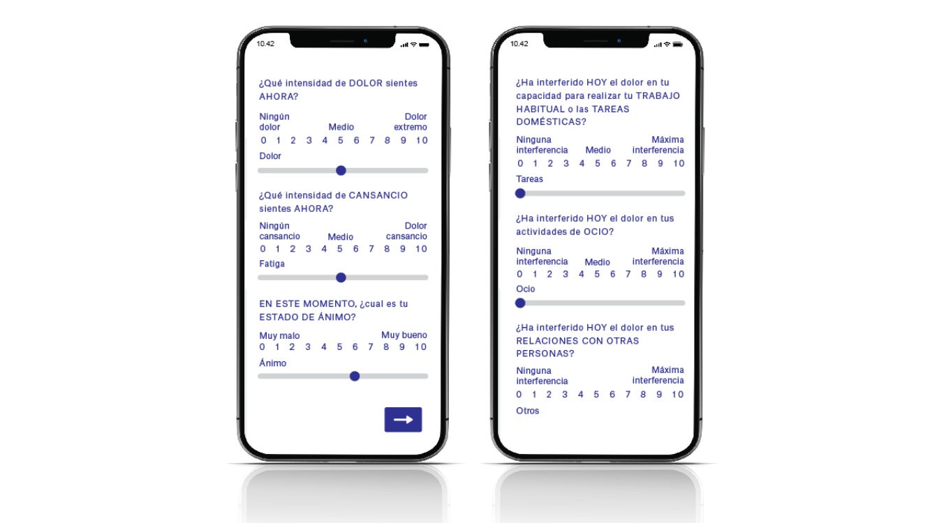 Ejemplo de preguntas que se hacen a los pacientes mediante la app Imagen del Observatorio Social de la Fundación la Caixa
