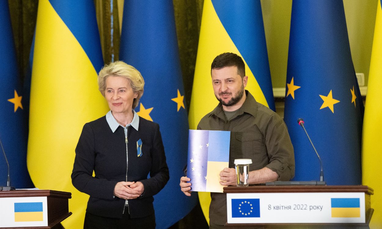 La presidenta de la Comisión Europea, Ursula Von der Leyen, y el presidente de Ucrania, Volodimir Zelenski. EP