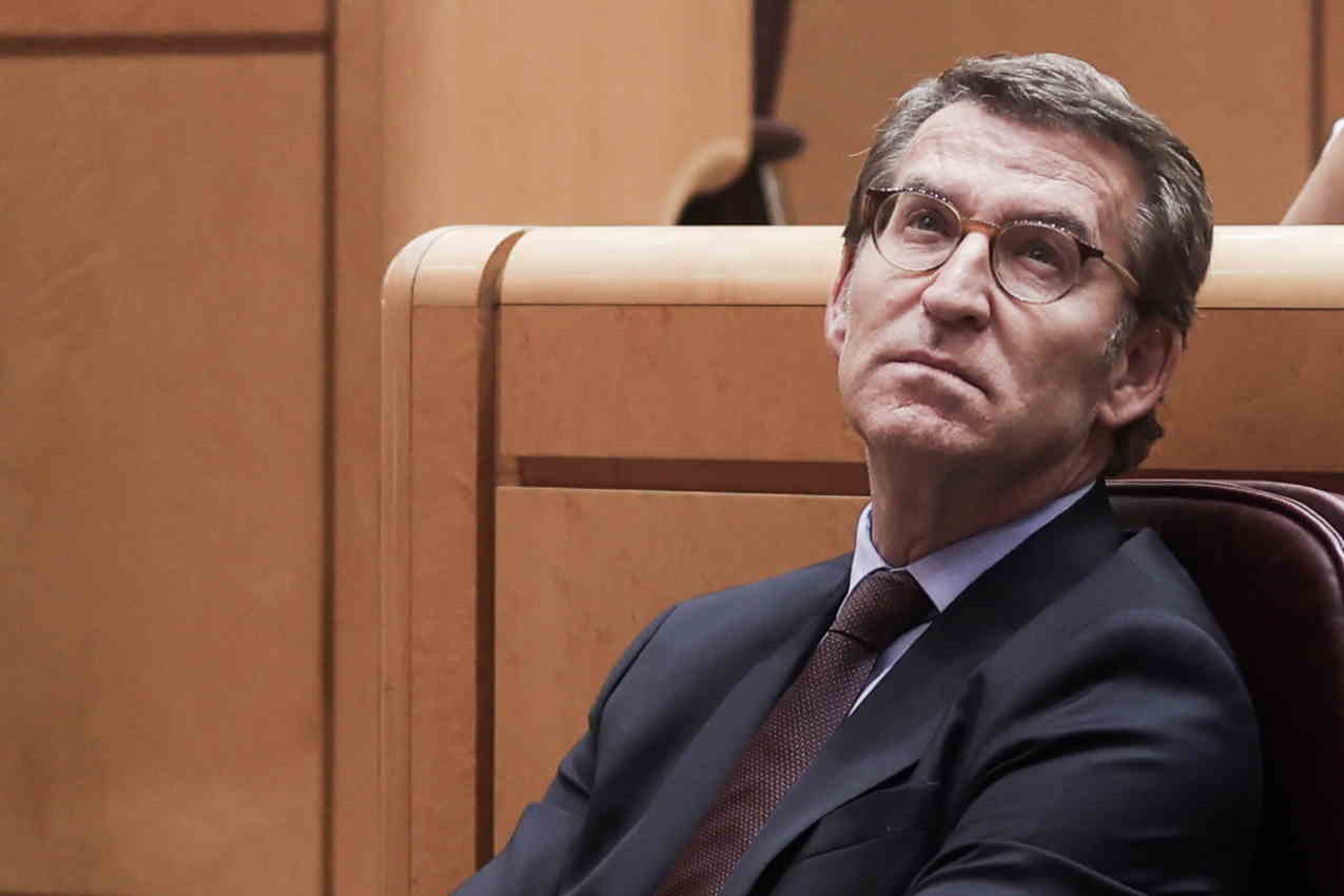 El líder del PP, Alberto Núñez Feijóo, en una sesión plenaria en el Senado.