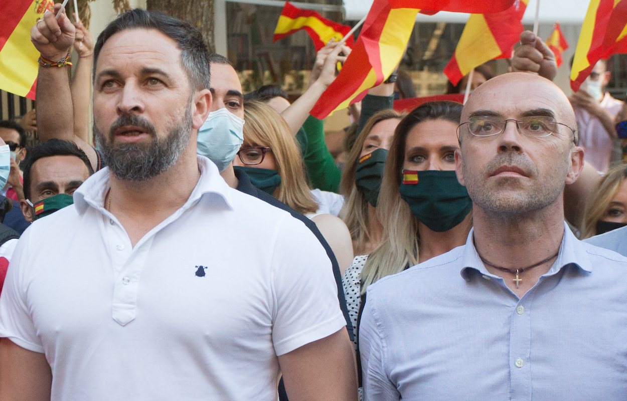 El presidente de Vox, Santiago Abascal y Jorge Buxadé. EP