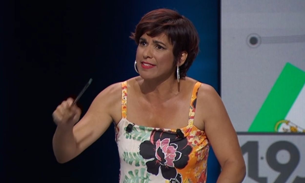 Teresa Rodríguez, durante el debate de las elecciones al Parlamento de Andalucía en RTVE