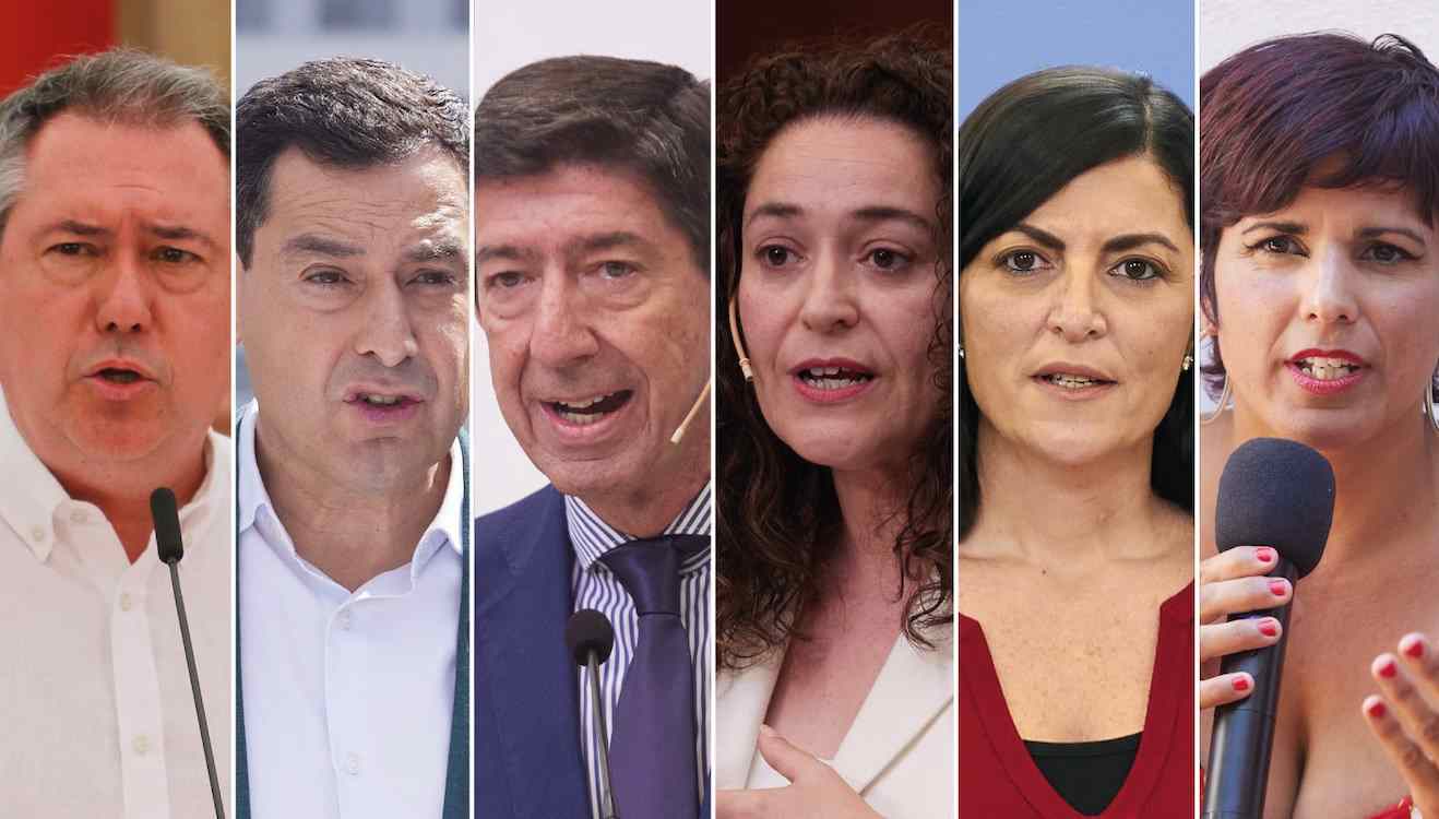 Seis principales candidatos a la Junta de Andalucía. EP