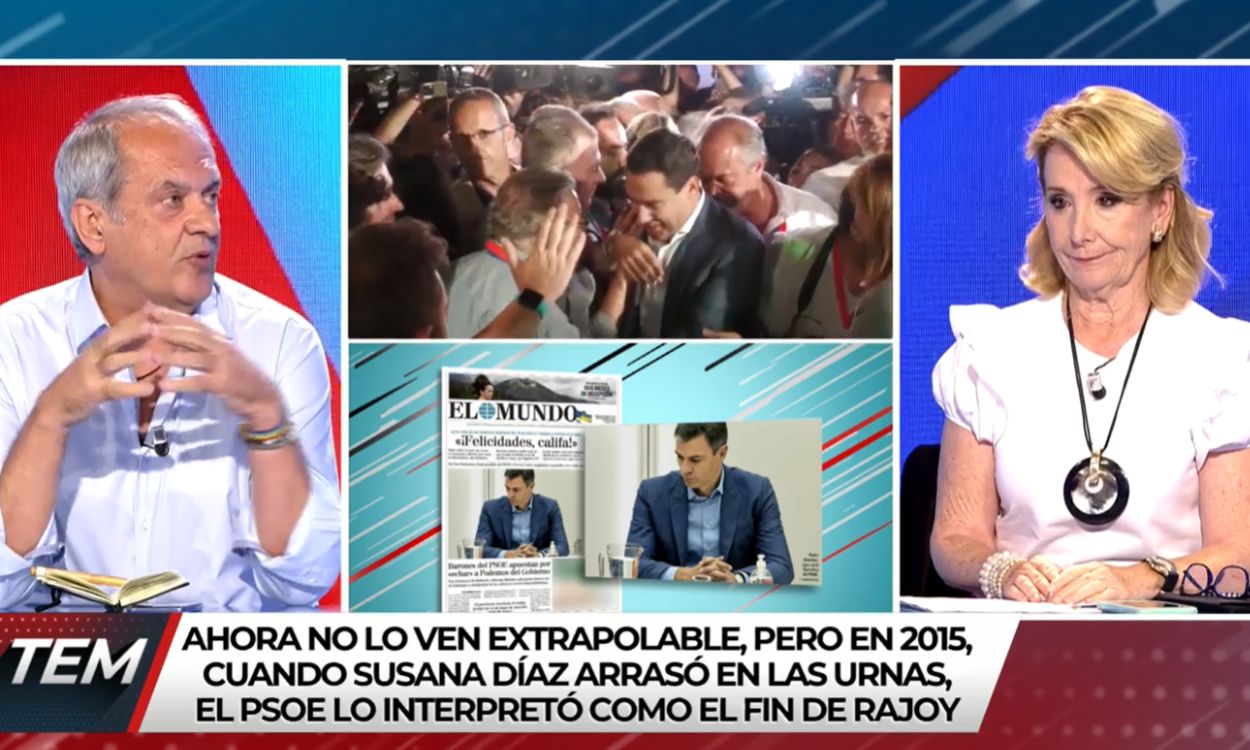 Javier Aroca y Esperanza Aguirre en 'Todo es mentira'. Cuatro. 