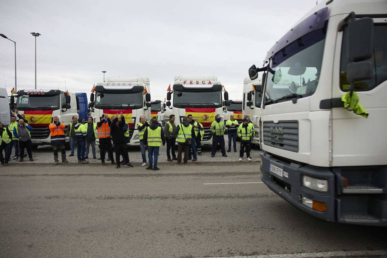 Imagen del anterior paro nacional del transporte. EP.