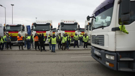 Imagen del anterior paro nacional del transporte. EP.