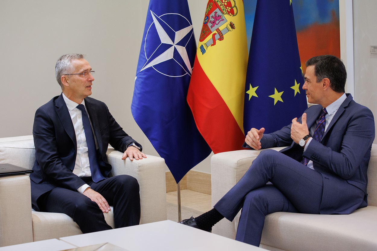 Jens Stoltenberg y Pedro Sánchez, reunidos en Moncloa. EP