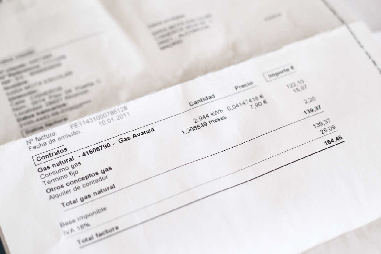 Una factura de gas natural. Europa Press