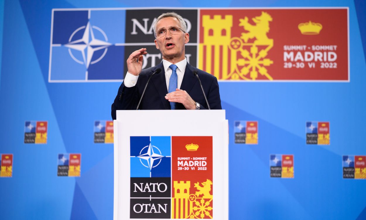 El secretario general de la OTAN, Jens Stoltenberg, en rueda de prensa. EP.