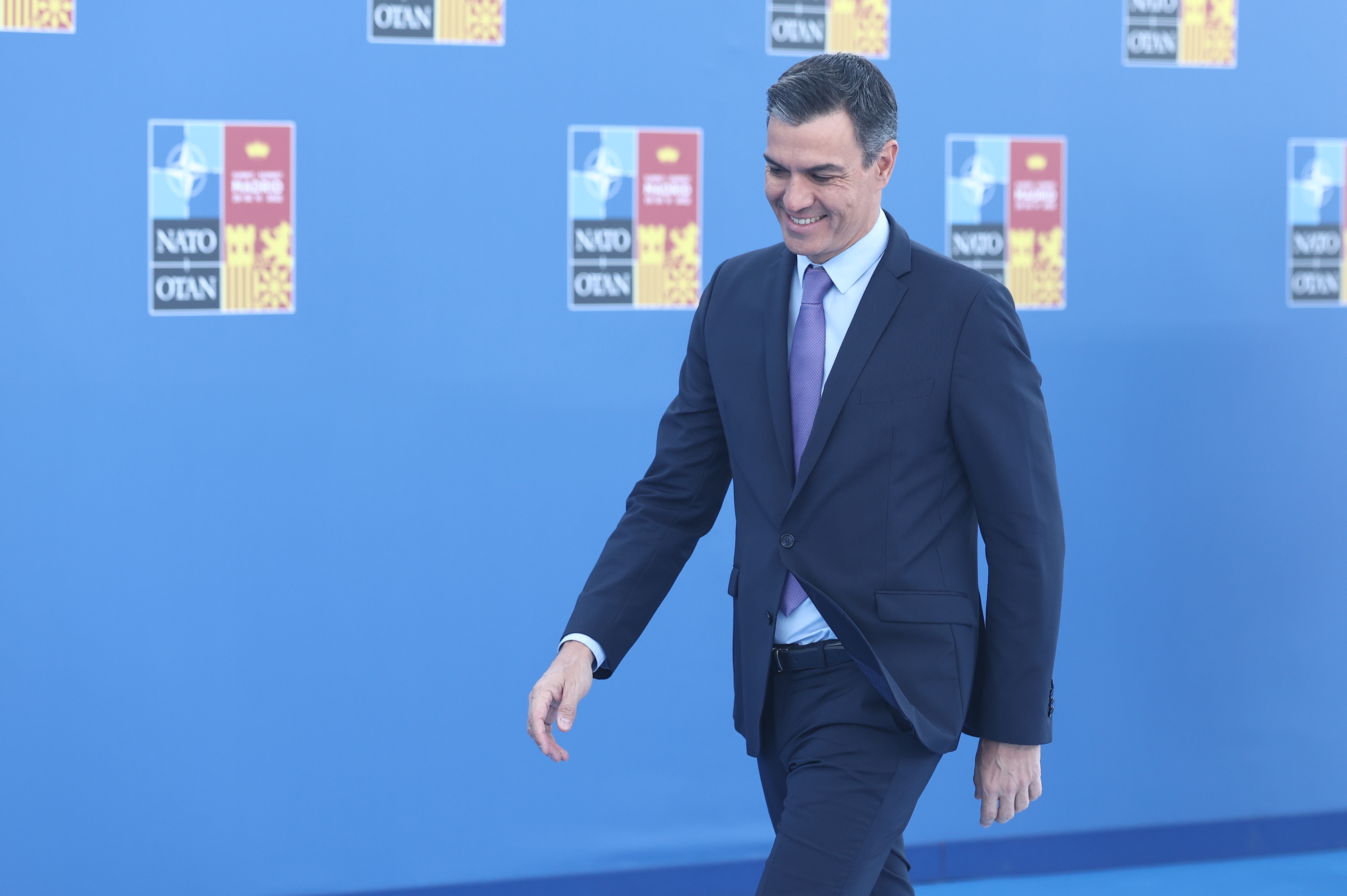 El presidente del Gobierno de España, Pedro Sánchez, a su llegada a la segunda y última jornada de la Cumbre de la OTAN 2022