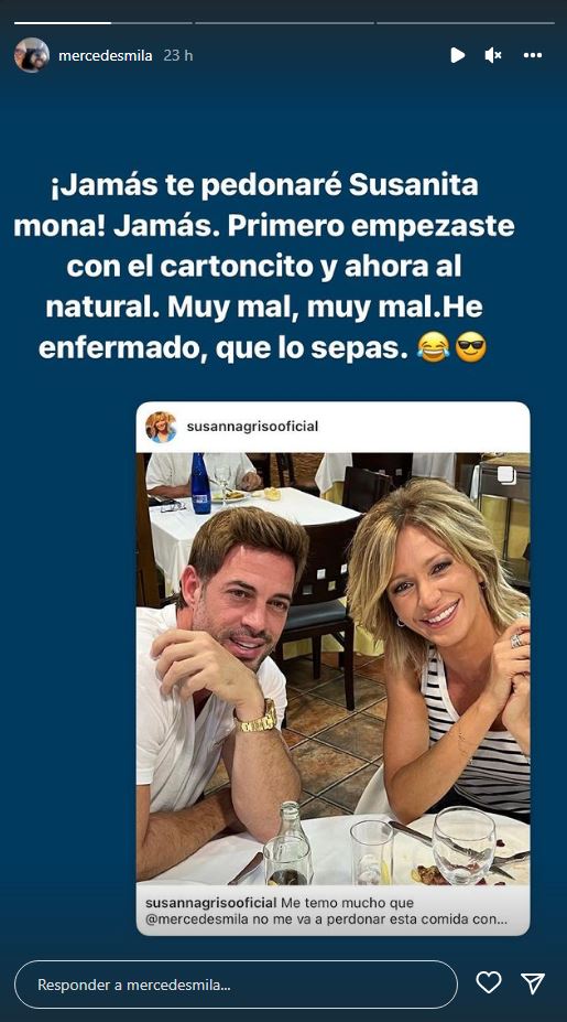 Historia de Instagram de Mercedes Milá. IG. Historia de Instagram de Mercedes Milá. IG.
