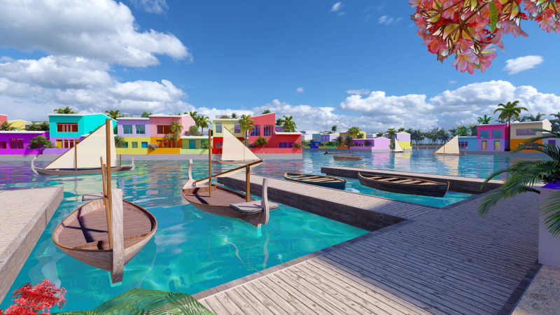  Barcos en la ciudad. Maldives Floating City.