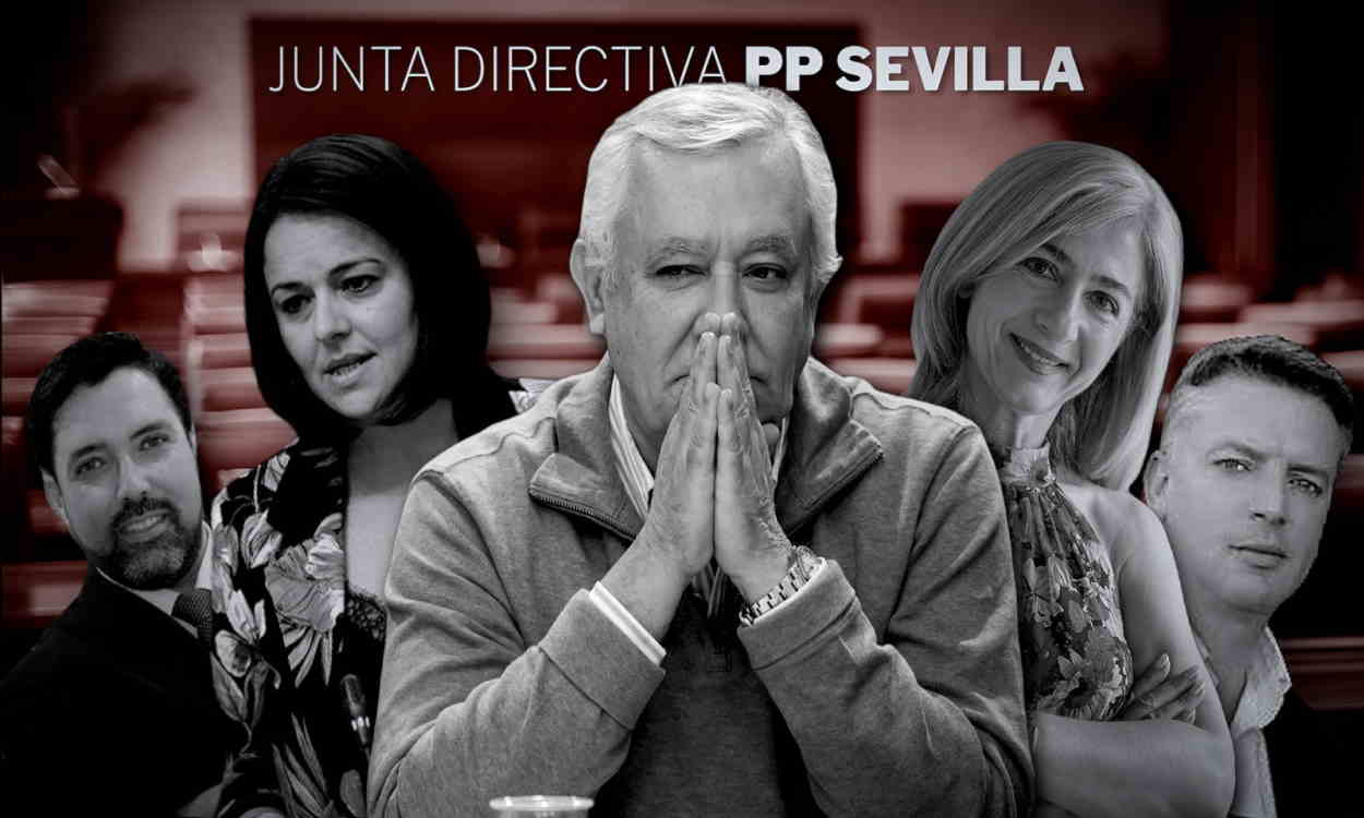 Montaje de los implicados en la guerra civil del PP de Sevilla