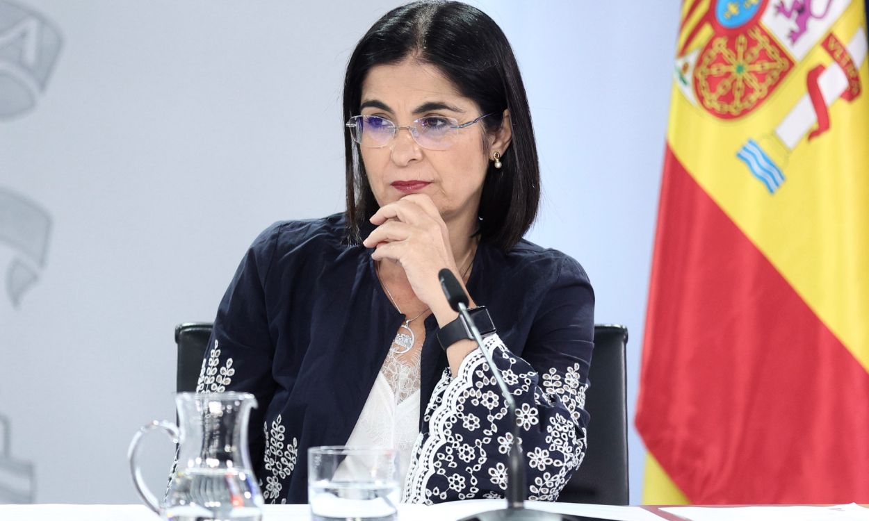 La ministra de Sanidad, Carolina Darias, en rueda de prensa tras el Consejo de Ministros. EP.