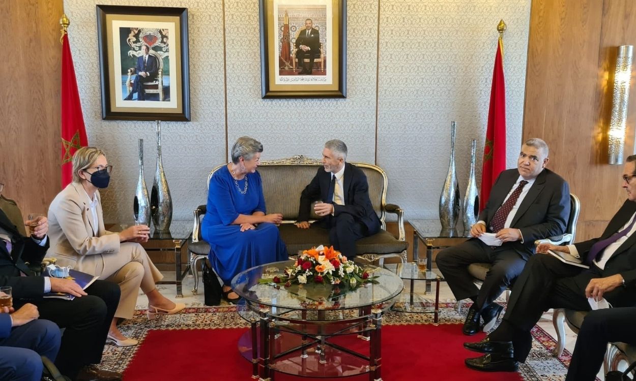 Encuentro en Rabat de la comisaria europea de Interior, Ylva Johansson, y el ministro Fernando Grande Marlaska. EP.