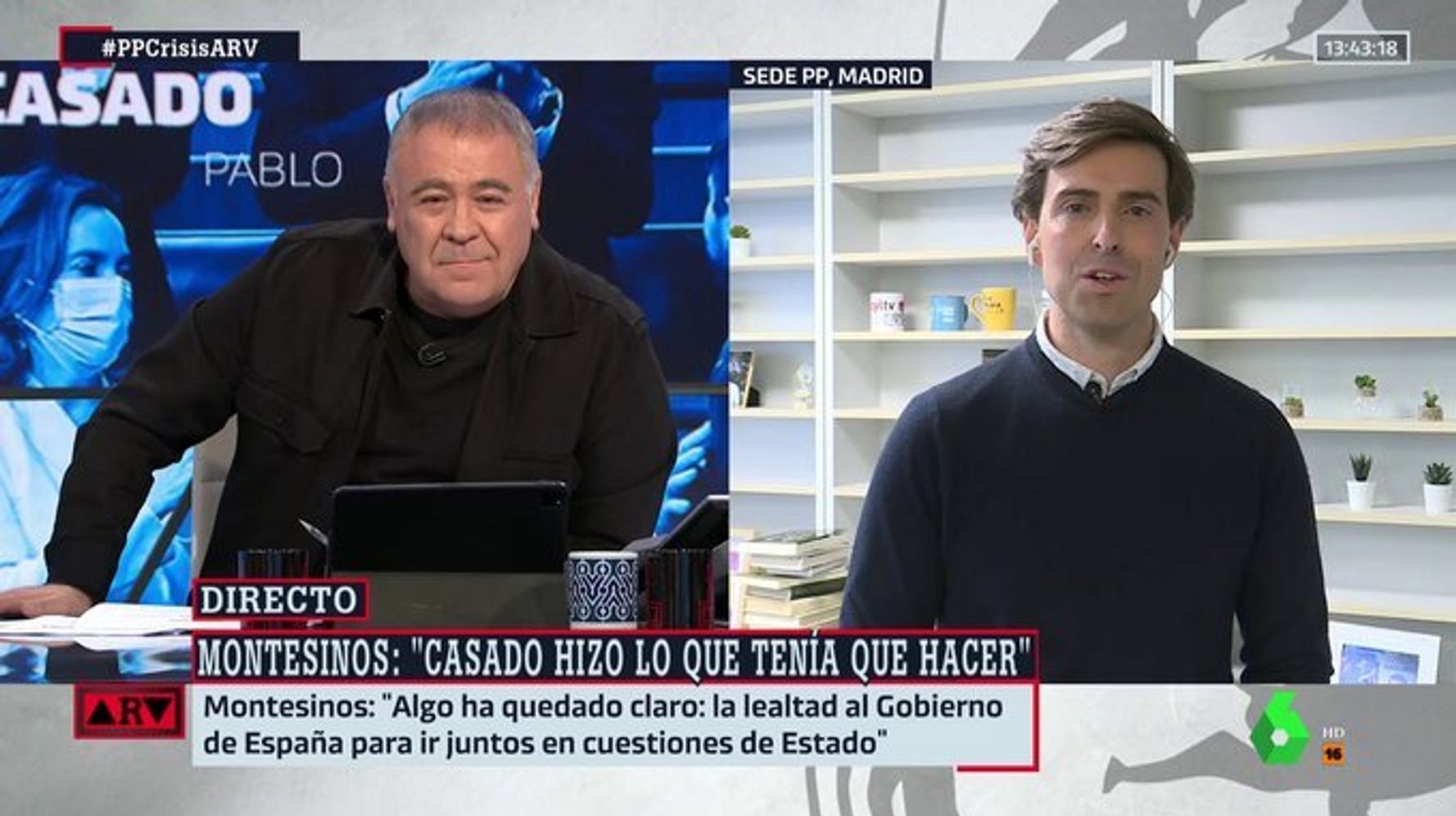 Pablo Montesinos y Antonio García Ferreras en 'Al Rojo Vivo'. laSexta.
