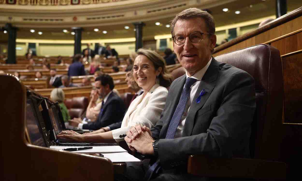 Cuca Gamarra, secretaria general PP, y Alberto Núñez Feijóo, presidente del PP. EP