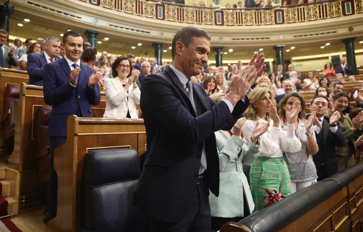 El presidente del Gobierno, Pedro Sánchez, tras su intervención en el Debate sobre el Estado de la Nación. EP