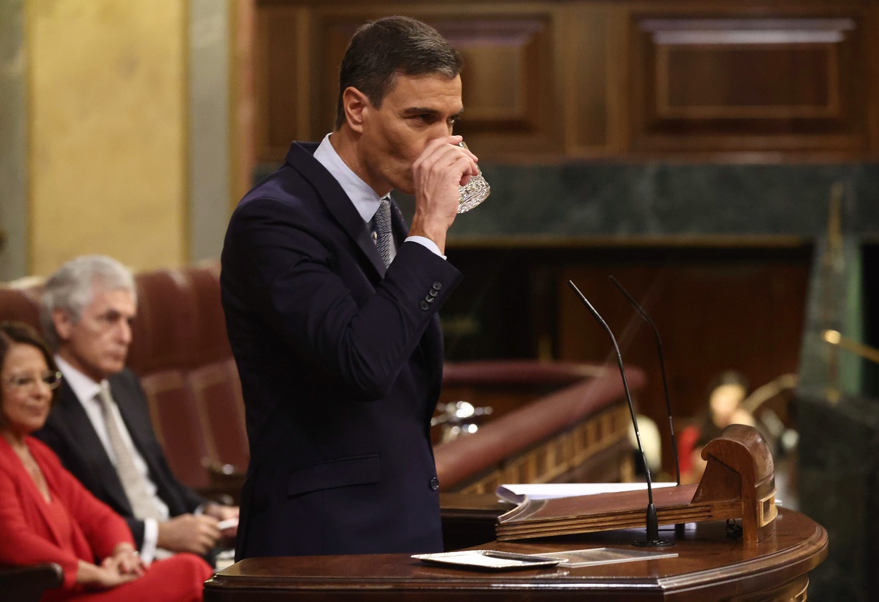 El presidente del Gobierno, Pedro Sánchez, durante su intervención en el Debate del Estado de la Nación. EP.