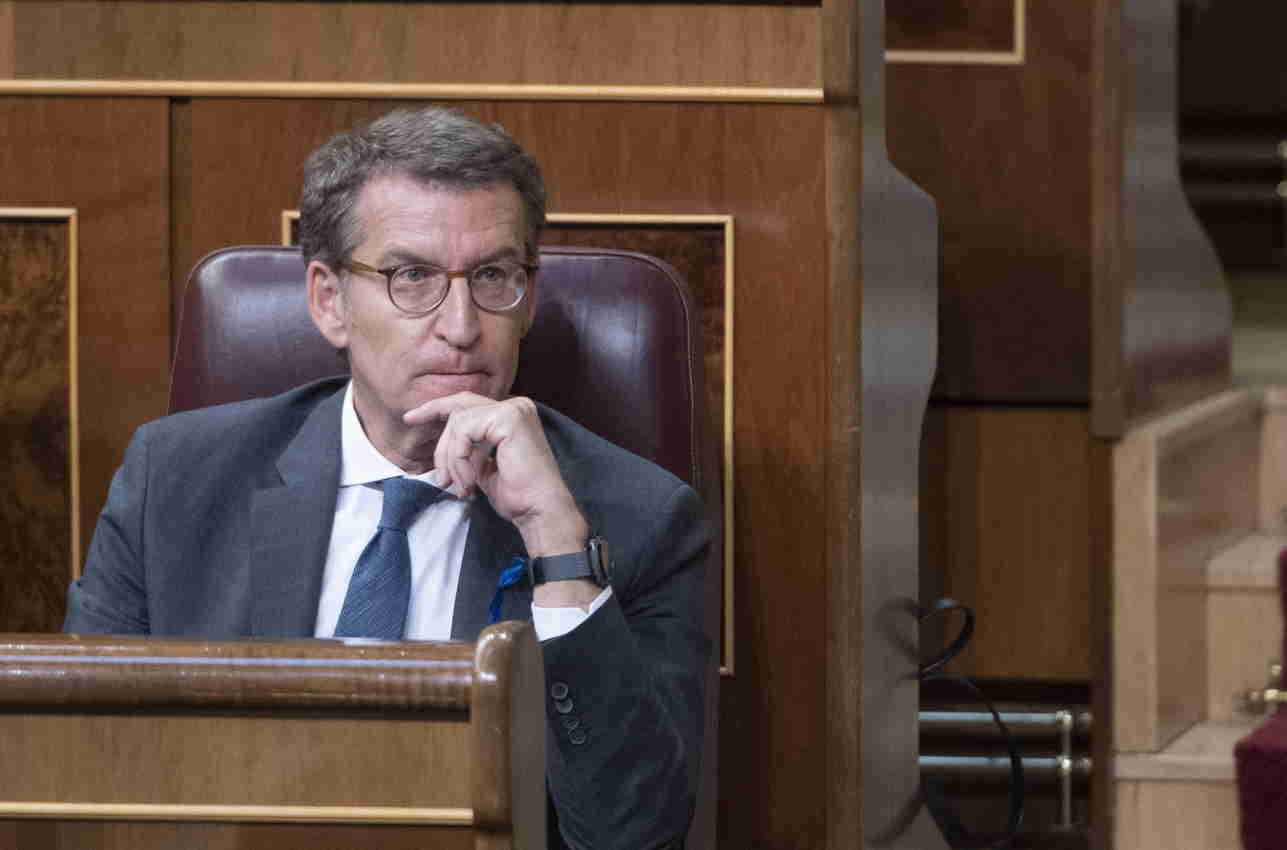 El presidente del PP, Alberto Núñez Feijóo, durante la primera jornada de la 26 edición del Debate sobre el Estado de la Nación