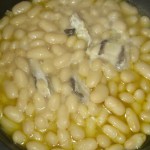 Alubias tiernas con langostinos y tortilla de verduras