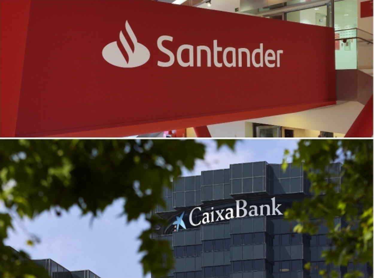 Logos de Santander y Caixabank. Europa Press