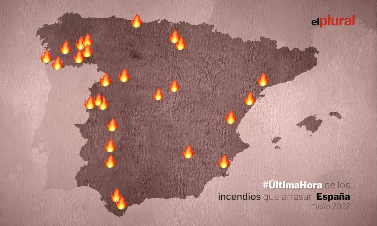 Mapa de incendios en España julio 2022