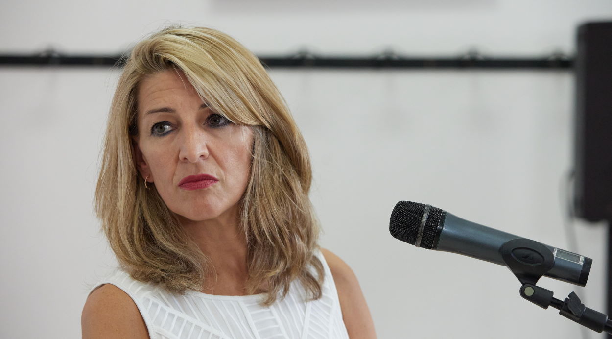 La vicepresidenta segunda, Yolanda Díaz, en los Cursos de Verano Complutense (UCM). EP