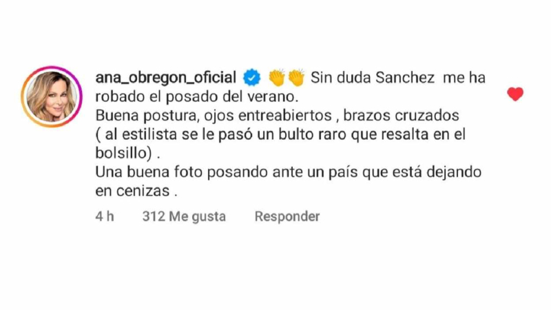 Ana Obregón critica la foto viral de Pedro Sánchez. Instagram