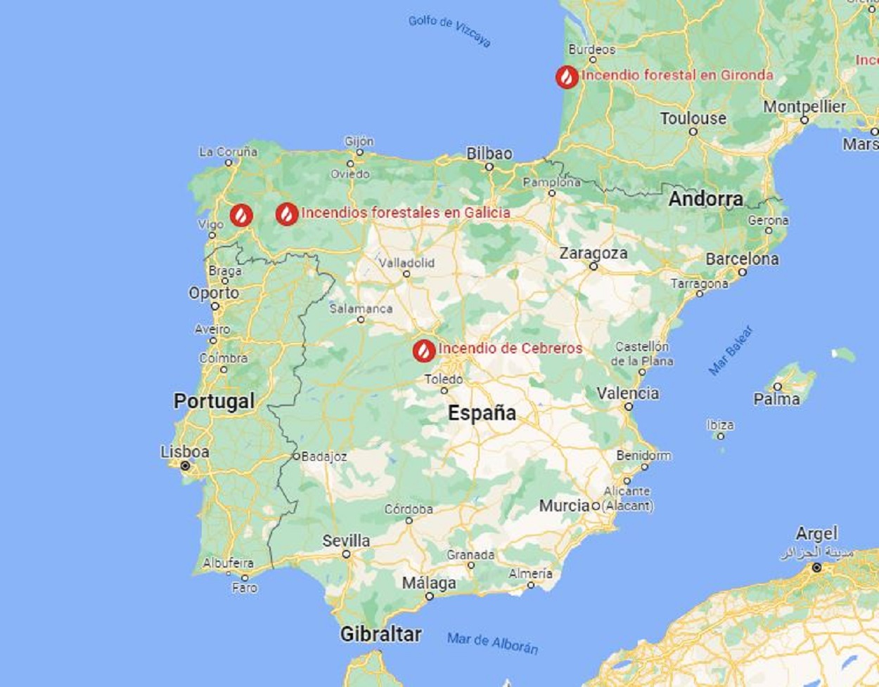 Herramienta de incendios forestales de Google Maps