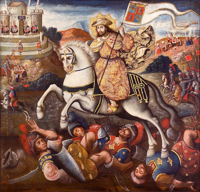 La batalla de Clavijo tiene la misma verosimilitud que la mirada con la que se representa al caballo de Santiago en este cuadro