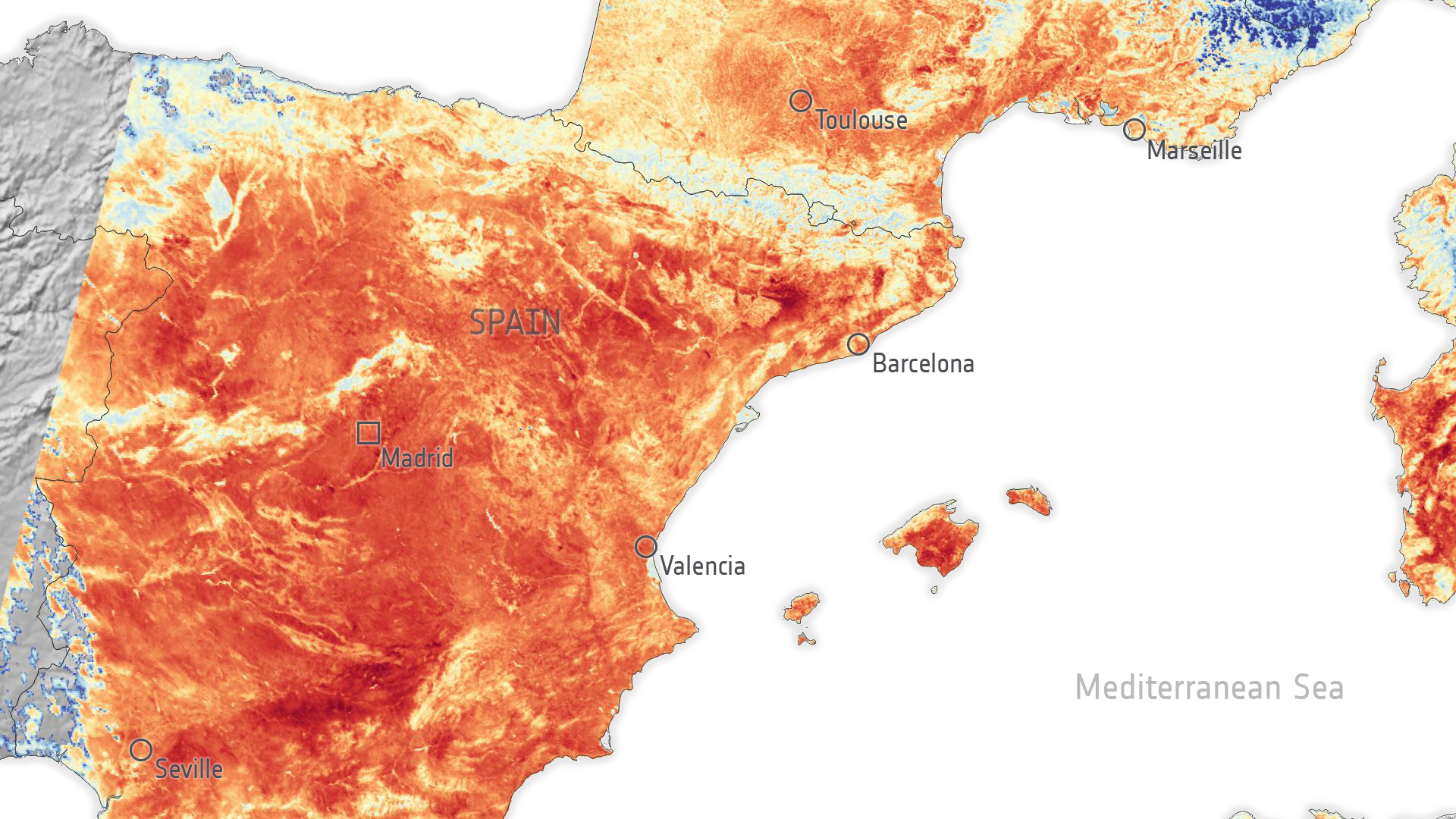 La ola de calor, vista desde el espacio